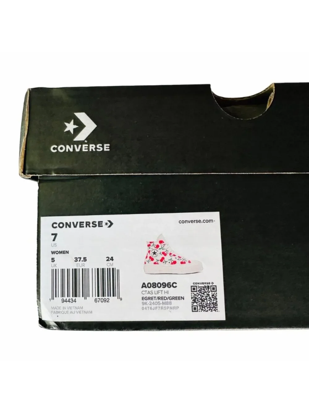⭐Converse Ctas Lift Platform Cherries Sz 7 Women Shoes Egret Red Sneaker A08096C